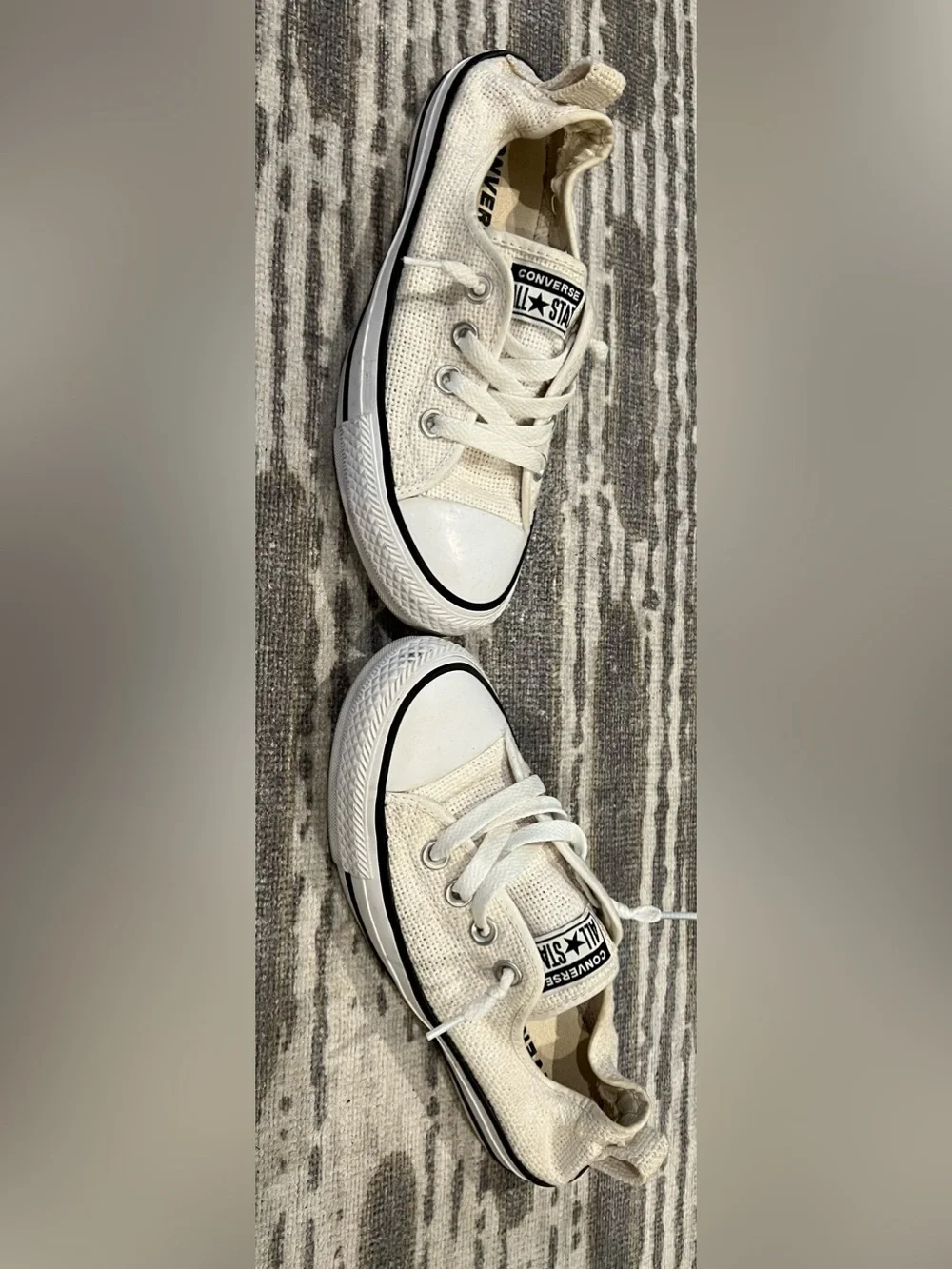 Converse White Canvas Low Top Sneakers with Black Trim